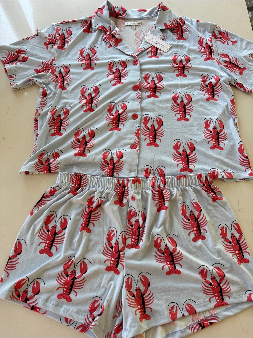 PJ Salvage Light Blue Lobster Print Pajama Top NWT ✨